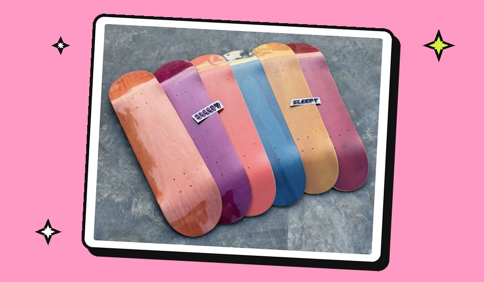 Stained blank skateboard decks from Sleepy Skateboards